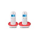 MOTOROLA T1 CORDLESS TWIN DECT PHONE (WHITE / CHERRY)