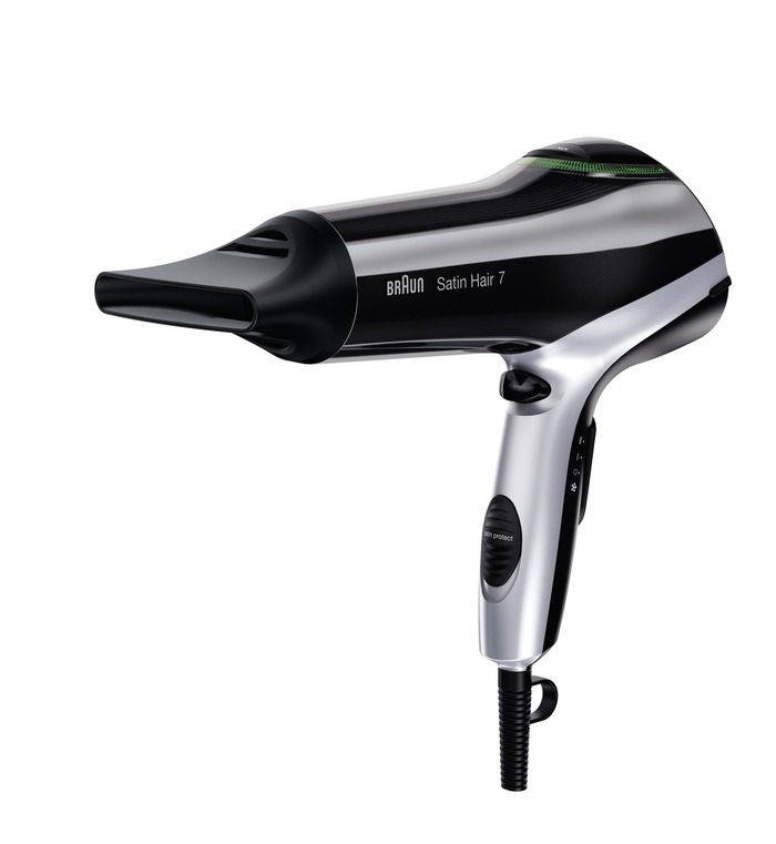 BRAUN 7 IONTEC DRYER W SATIN PROTECT N DIFFUSER (BLACK / SILVER) HD730