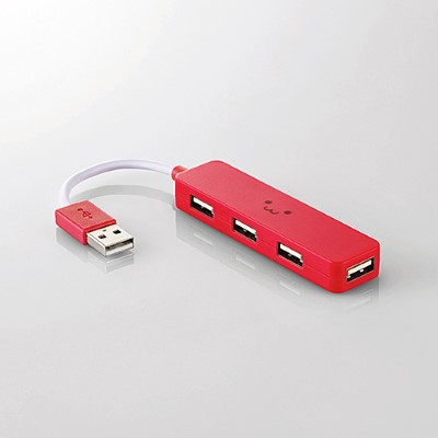 ELECOM USB 2.0 HUB 4 PORT (RED) U2H-SN4NBF1RD
