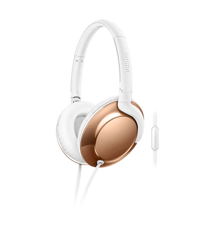 PHILIPS FLITE EVERLITE HEADPHONES W MIC (WHITE / ROSE GOLD) SHL4805RG/00