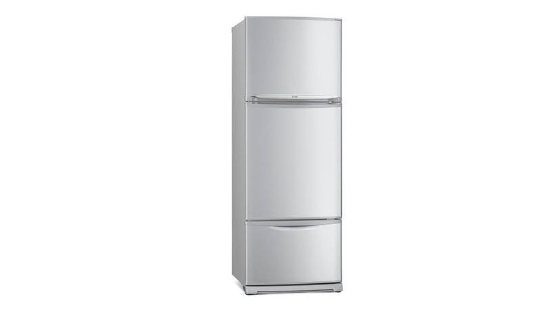 MITSUBISHI 3 DR TOP MOUNT FREEZER REFRIGERATOR (GROSS 430L) (STAINLESS STEEL) MR-V45EG