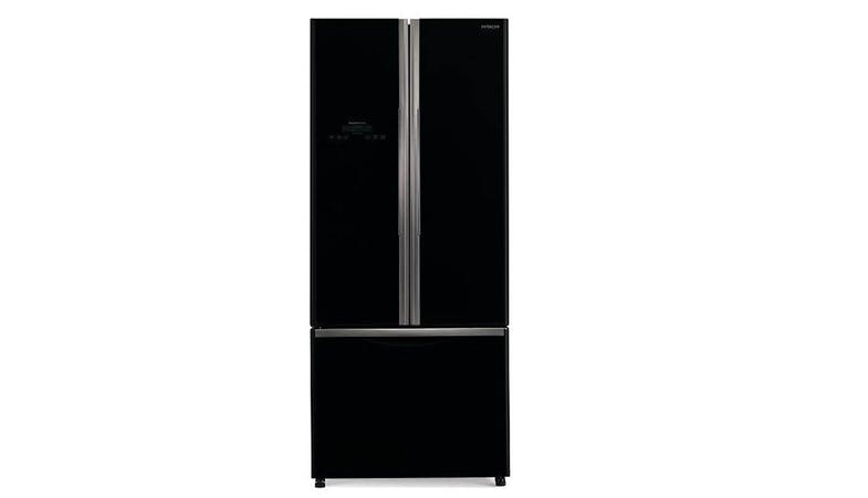 HITACHI FRENCH 3 DR BOTTOM MOUNT FREEZER REFRIGERATOR (GLASS BLACK) R-WB550P2MS