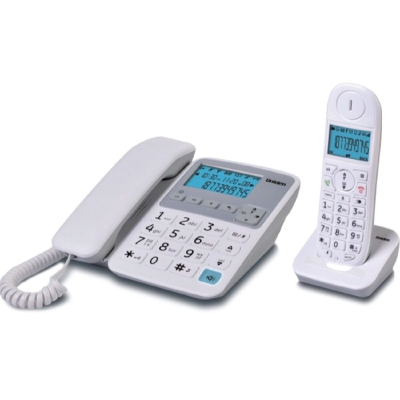 UNIDEN SINGLE CORDED W SINGLE DECT PHONE (WHITE) AT 4501
