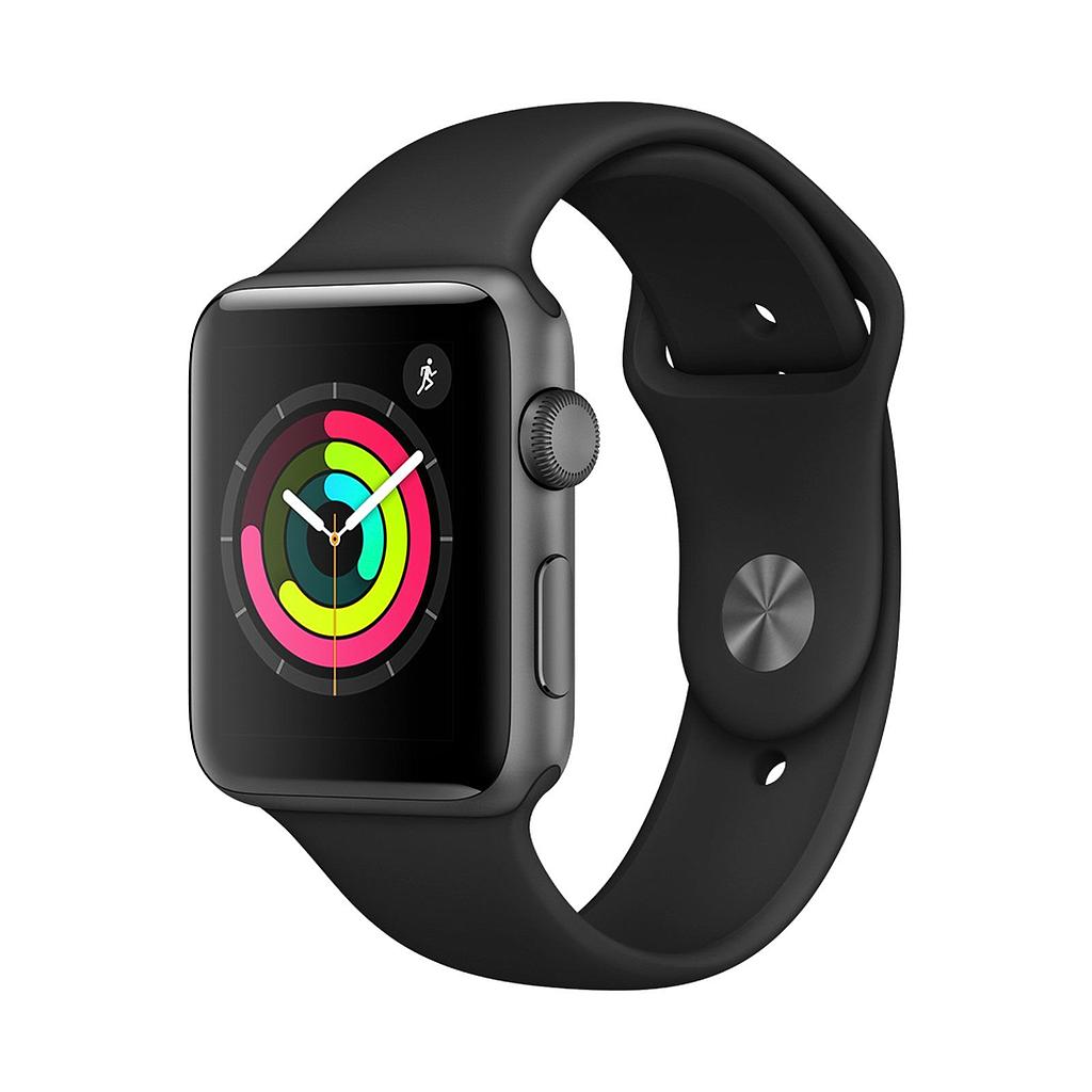 APPLE WATCH SERIES 3 42MM SPACE GREY ALUMINUM CASE BLACK SPORT BAND MQL12ZP/A